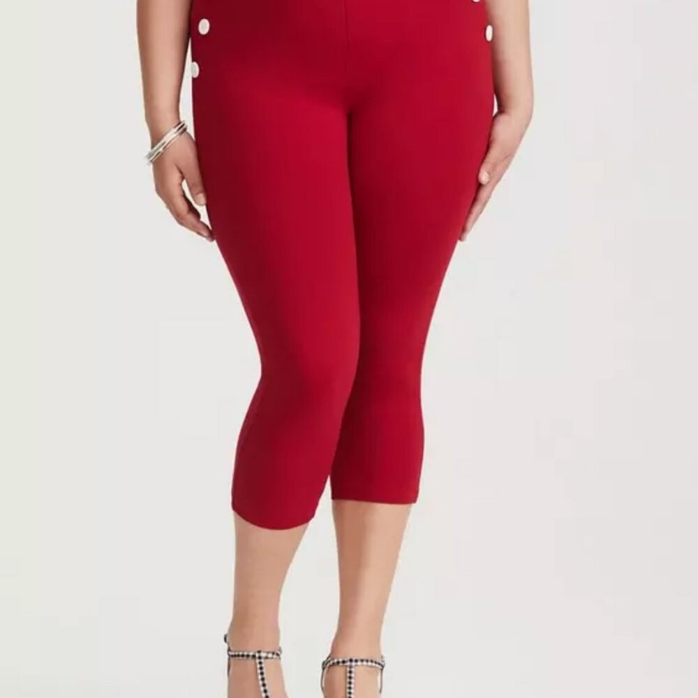NEW Torrid Retro Chic Red Cropped Ponte Pant Size 18